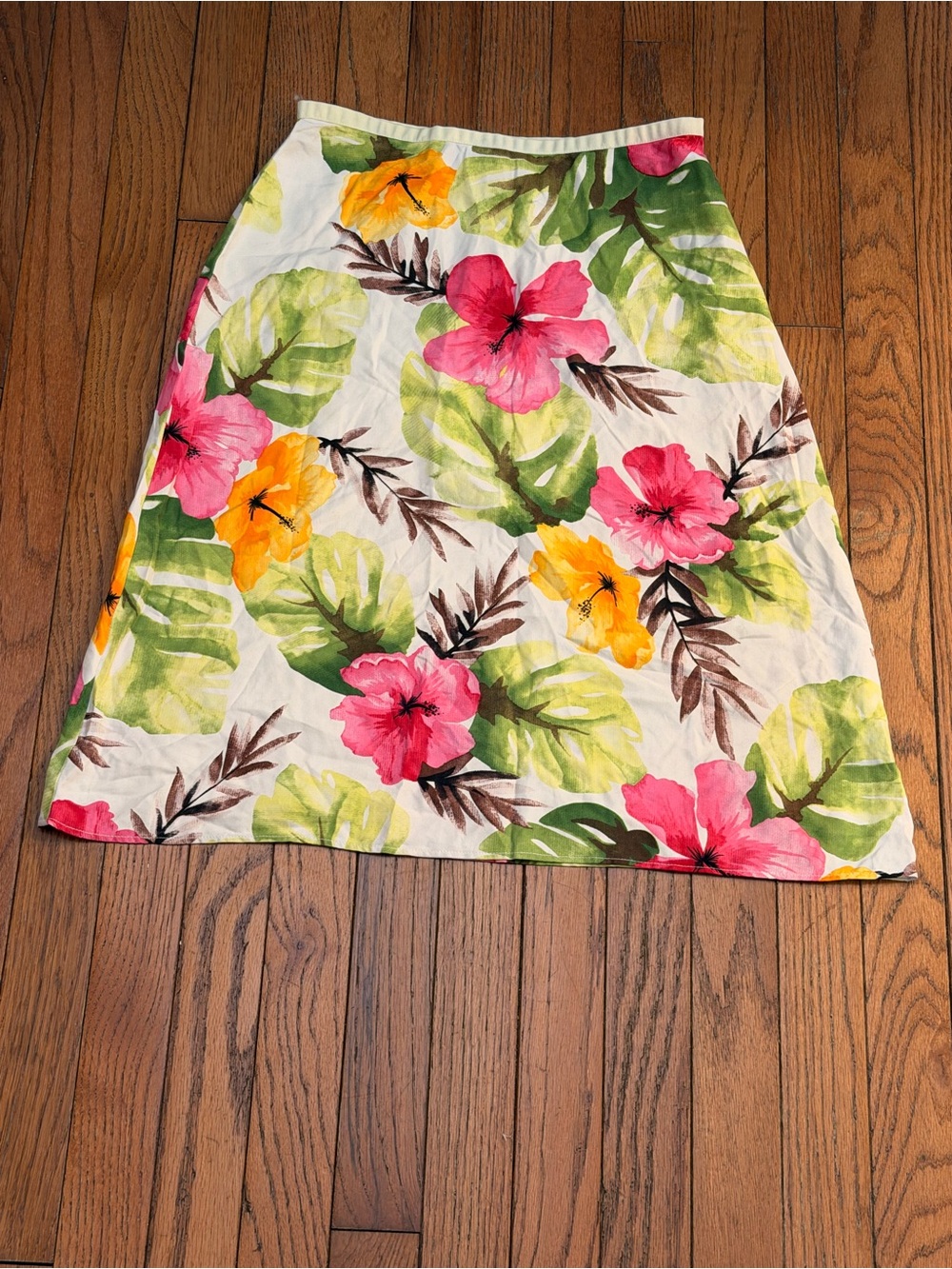 Hilo Hattie Floral Print Silk Garment - Pink, Yellow & Green